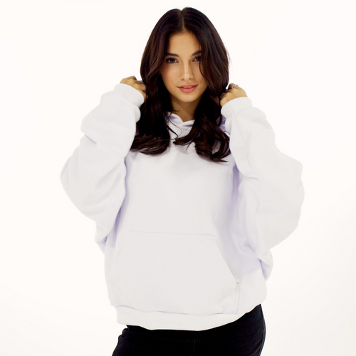 White graphic hoodie for women, oversized streetwear sweatshirt